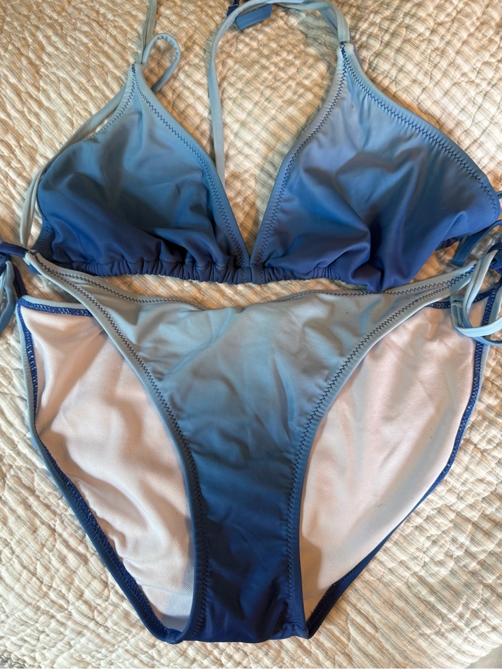Blue Ombre Women's Triangle Bikini Set